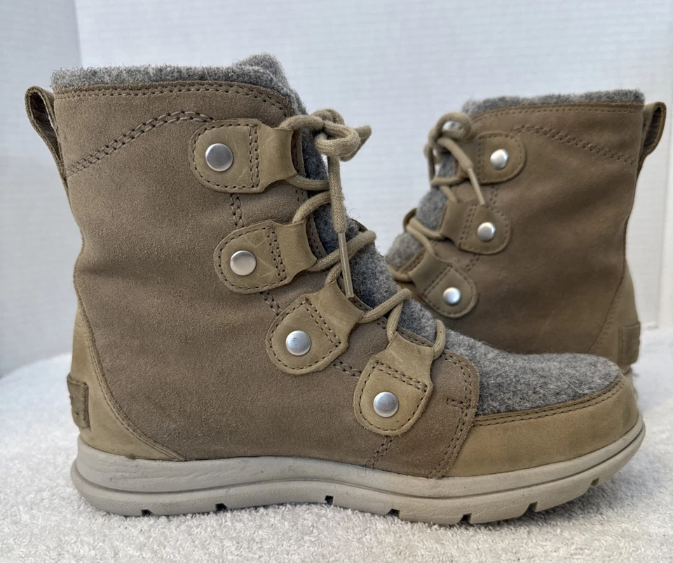 Sorel Womens Explorer Joan Leather & Wool WTP Insulated Boots Size 6 NL3423-29 - Image 4 of 4