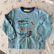 Mini Boden Sweatshirt French Terry Sharks Appliqué 7-8 Boys Blue Educational