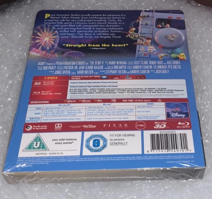 Toy Story 4 - uk 3D blu ray & blu ray Steelbook + slipcover - Image 2 of 2