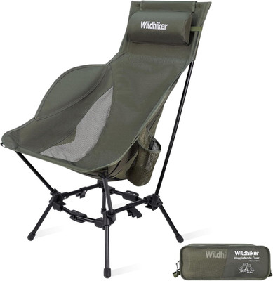 Compact High Back Camping Chair - Foldable with Dual Sitting Modes, Pillow, Arm
