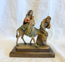 Anri Mary Joseph & Jesus Flight to Egypt hand carved wood figurine
