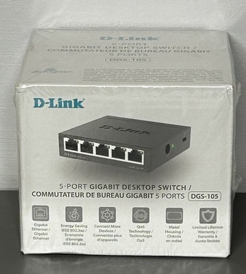 D-Link 5 Port Switch DGS-105 Gigabit Ethernet Metal Housing