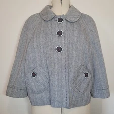 Marks And Spencer Jacket Navy Mix Linen Blend Boxy Style Size 20