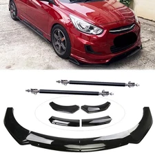 For Hyundai Accent GT Front Bumper Lip Spoiler With Glossy Black Body Kit Strut