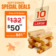 2 lbs LARGE Himalayan Yak Dog Chew -Natural, Premium Cheese Dental Chews for dog