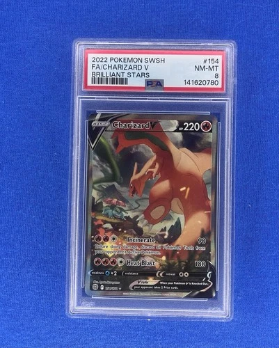 2022 Pokemon SWSH Brilliant Stars Charizard V #154/172 PSA 8