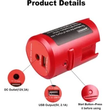 Charger USB DC 12V Adapter For Milwaukee M12 Heated Jacket Battery 48-59-1201 #