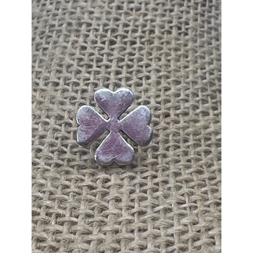 Vintage Sterling Silver Four Leaf Clover Lapel Pin Hat 2.11g 0.5" Width 4H