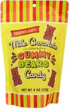 Trader Joe's 8 oz MILK CHOCOLATE Covered GUMMY BEARS Gummi Candy  BB 8/2026  