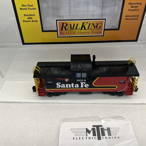 MTH RailKing 30-77378 Santa Fe Black Bonnet Ext. Vision Caboose New O #0014 Rare - Picture 5 of 18