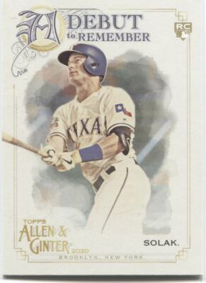 NICK SOLAK RC 2020 Topps Allen & Ginter DEBUT to REMEMBER  - RANGERS - #DTR-24