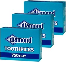Flat Toothpicks 750Ct, 3 Pack