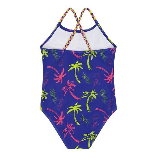 Andy & Evan BLUE/NEON Kids' Girl's Palm Tree One-Piece Swimsuit, US 16 NWOT - Picture 3 of 4
