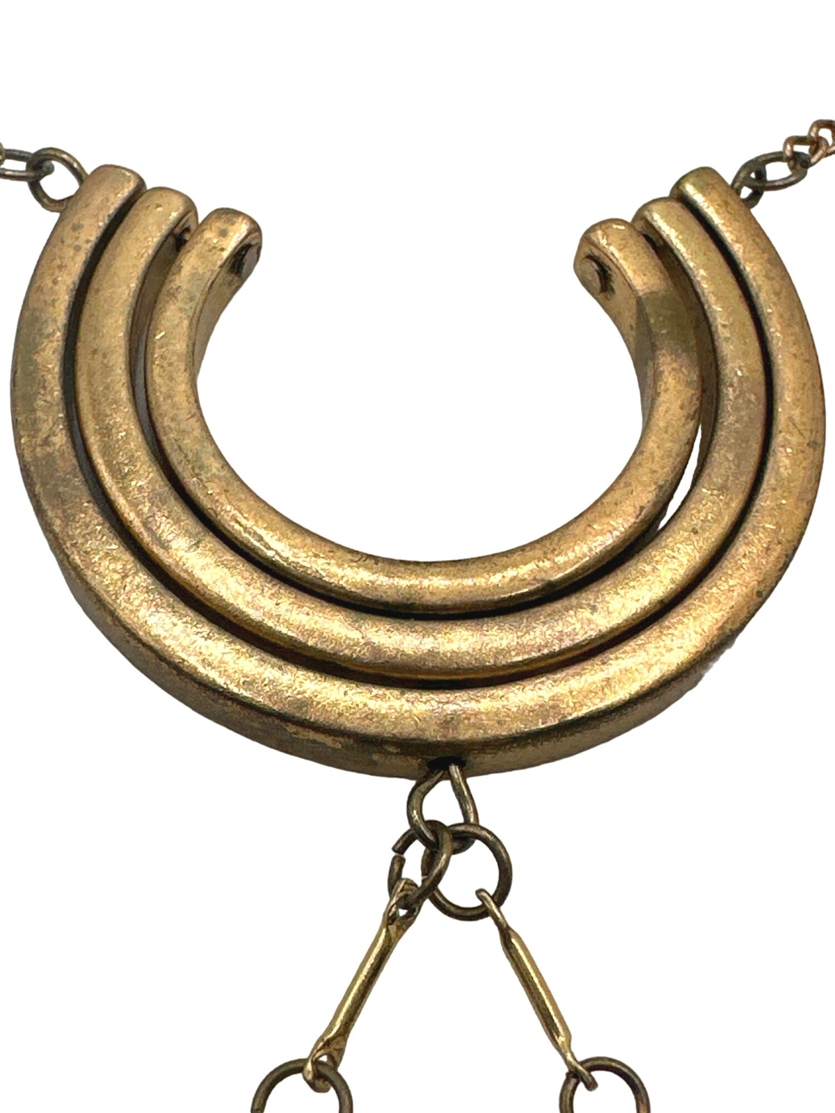 Long Crescent Dangle Retro Statement Necklace Vin… - image 6