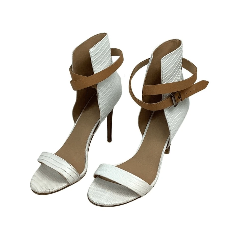 Joe’s Jeans Macee” Tacones de cuero blanco con correa al tobillo para mujer 8 Foto 3 de 4