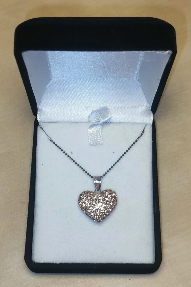 Collana con Ciondolo Cuore Argento 925 Strass Oro - Immagine 2 di 4