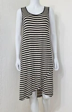 NWT Design History Tan Onyx Stripe Jersey Knit Tulip Hem Tank Dress Size M