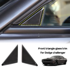 2x Front Window Triangle Trim Cover Plate For Dodge Challenger 09 Carbon Fiber