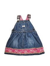 Vintage Oshkosh B'Gosh Heart Pocket Denim Vestback Pink Plaid Ribbon 24M H52