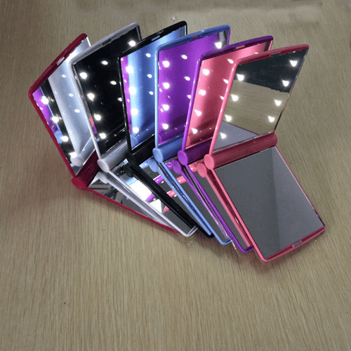 Makeup Compact Mirror Cosmetic Folding Portable Pocket with 8 LED Lights Lamps - Picture 2 of 12