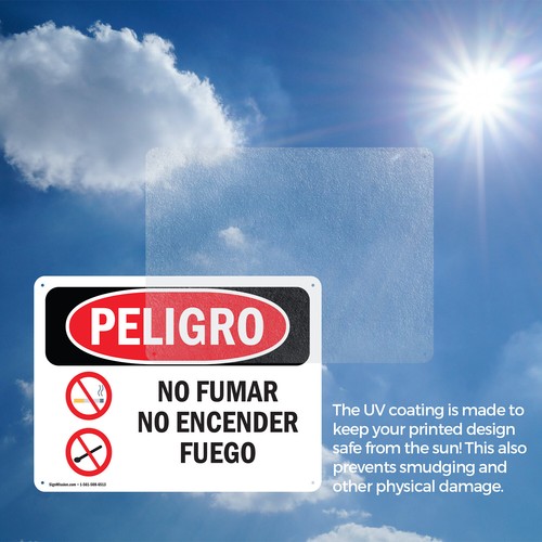 (2 Pack) No Smoking No Open Flames Spanish OSHA Danger Sign Decal Metal Plastic - Bild 7 von 21