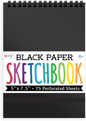 OOLY DIY Cover Small Sketchbook, 5 x 7.5 Inches, Black Paper 