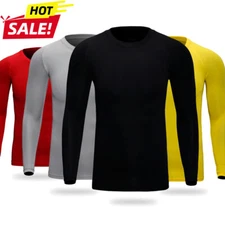 Mens Sweat Jogging T-shirt Tights Fitness Top Base Layer Long Sleeve Compression