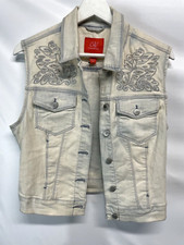 Chelsea & Violet Denim Jean Jacket Top Vest Embroidered Detail New M