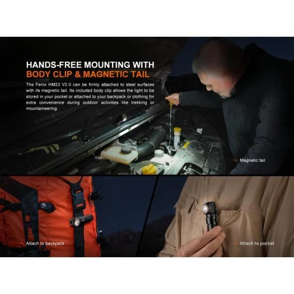 Fenix HM23 V2.0 LED Stirnlampe | verwendbar mit AA-Batterie und LiIon | Rotlicht - Bild 4 von 4