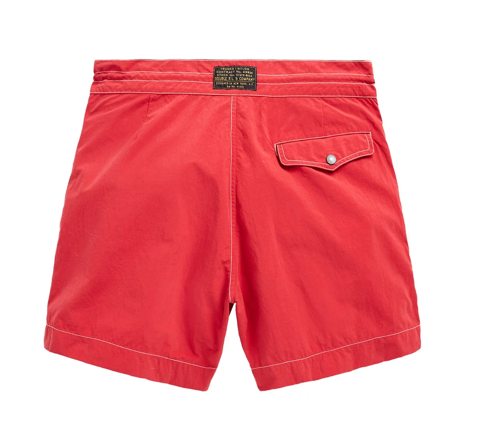 Ralph Lauren RRL 红色斜纹泳裤 抽绳板短裤 全新 — 第 2/3 张图片