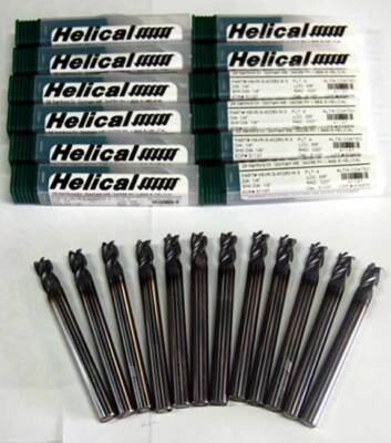 12 Pc. Helical 1/4'' x 3/8'' Vari. Pitch High Perf. Carbide End Mills w/C.R-SST,TI