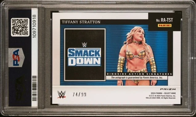 TIFFANY STRATTON 2024 Select WWE Ringside Action Sig Red Prizm Auto PSA 10 /99 - Image 2 of 4