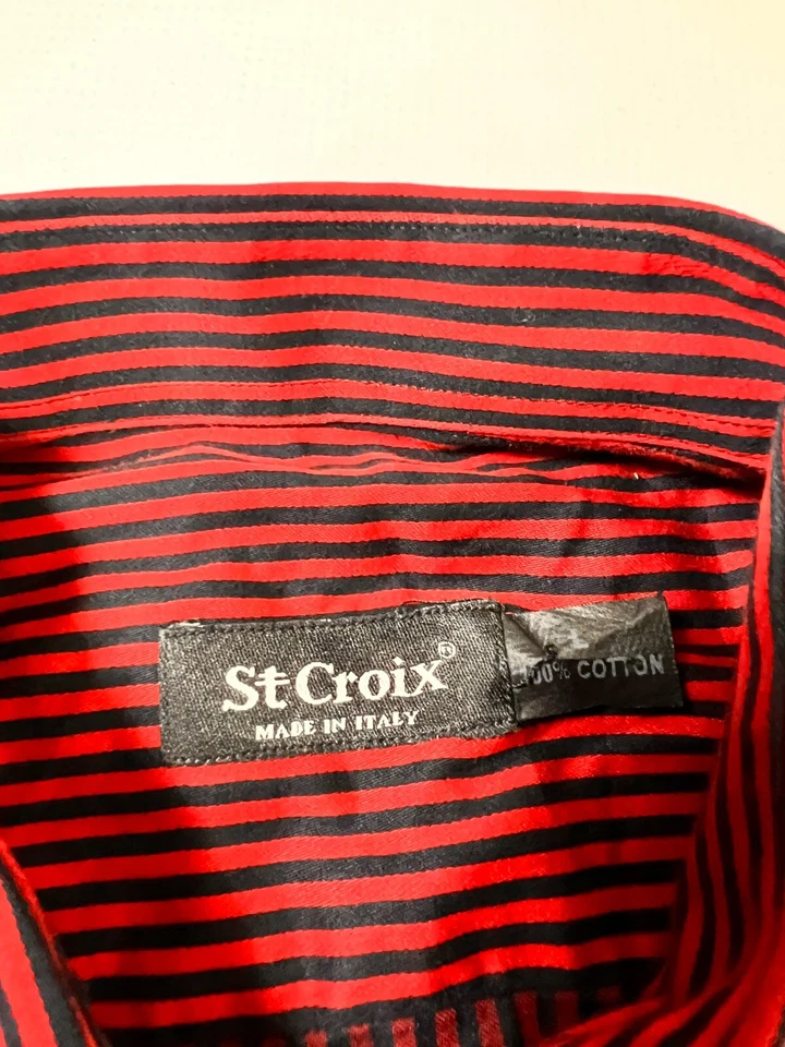 Camisa St. Croix Roja Rayas Manga Larga Con Botones Para Hombre L Bonita Foto 3 de 4