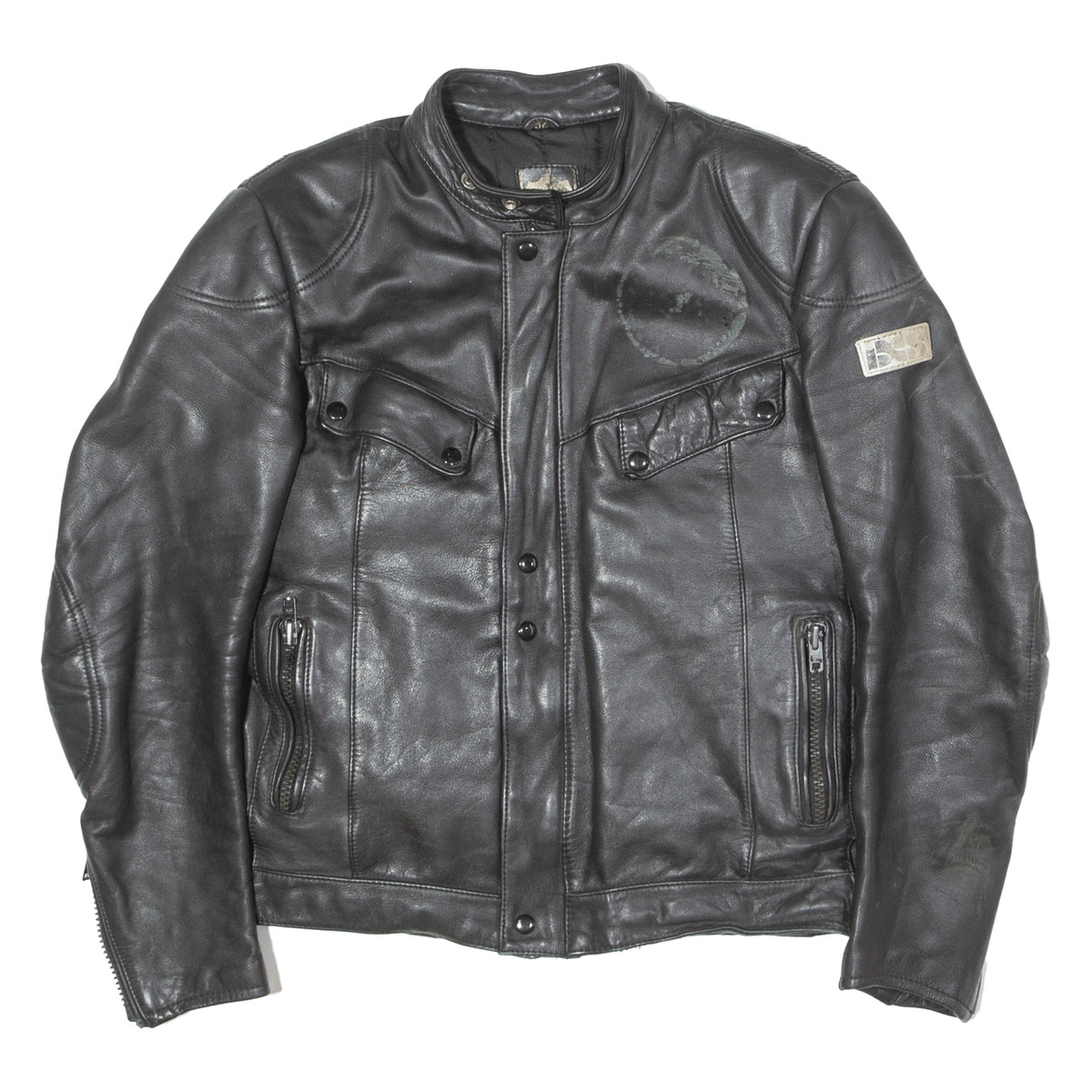 Vintage IXS Mens Biker Jacket Black Leather 90s M UK