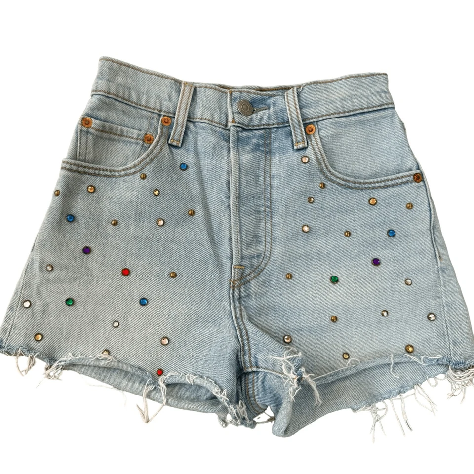 Pantalones Cortos Jean Levi’s RIBCAGE TACHONADOS Talla 24 Foto 2 de 4