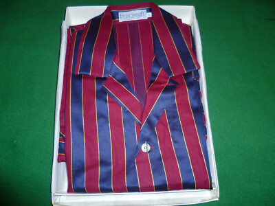 PIGIAMA UOMO REGIMENTAL RIGA RASO COTONE BLU BORDEAUX TG 60