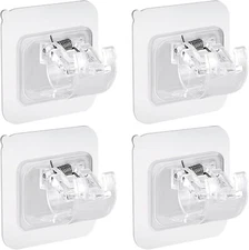 4 Pcs Self Adhesive Adjustable Curtain Rod Holders No Drilling Nail Free Hooks