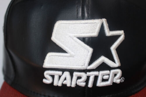 Starter Cap Hat Faux-Leather One Size Snapback Adjustable Black Label - Picture 9 of 21