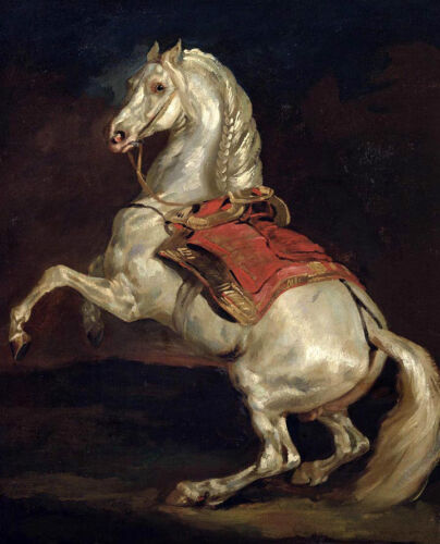 "Arte de ensueño pintura al óleo blanco caballo de pie por la noche paisaje pintado a mano 36" - Imagen 1 de 1