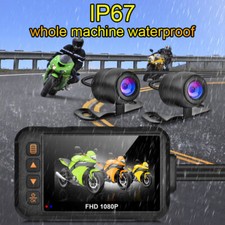 3" HD 1080P Motorcycle Dash Cam DVR Camera Waterproof Recorder Front Rear Cam
