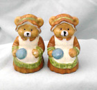 New ListingSalt and Pepper Shakers Bears Brown Girls Chefs Apron Bonnet Skillet Ceramic