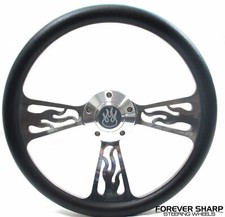 14 Billet Flame Steering Wheel Black Wrap 69-94 Chevygm Ss Boss Adapter Kit