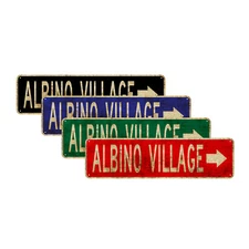 Albino Village Right Arrow Vintage Sign| Garage Home Street Décor Aluminum Sign