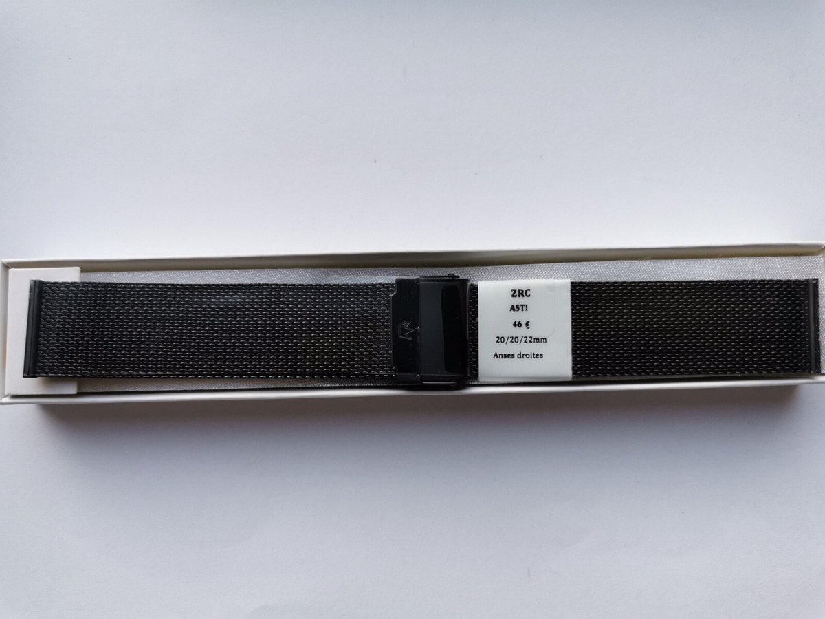 Bracelet Métal Noir 20 Mm Pour Montre ZRC 1904 – Acier Inoxydable, Fait Main