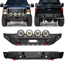 GNG Steel Front Rear Bumper For 2008-2010 Ford F250-F350 w/Winch Seat