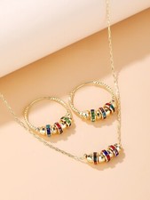 3pcs Rhinestone  Bead Decor Jewelry Set