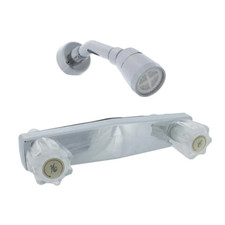 1-Spray 2-Handle 8 In. Mobile Home/Rv Shower Faucet with Arm in Chrome Valve No
