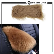 Gold Fur Plush Armrest Box Cover Mat Soft Furry Pad Cushion Car Accessories