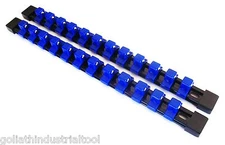 2 GOLIATH INDUSTRIAL 1/2" ABS MOUNTABLE SOCKET RAIL HOLDER ORGANIZER BLUE SH12BB