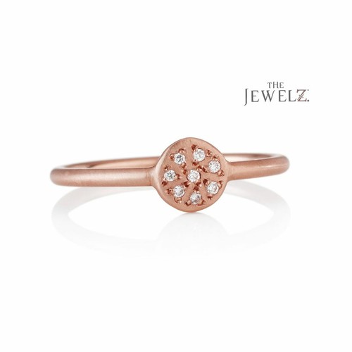 Anillo de oro 14K 0,08 CT VS/F-G diseño de rueda de diamantes tamaño-3 a 8 EE. UU.- The Jewelz - Imagen 2 de 3